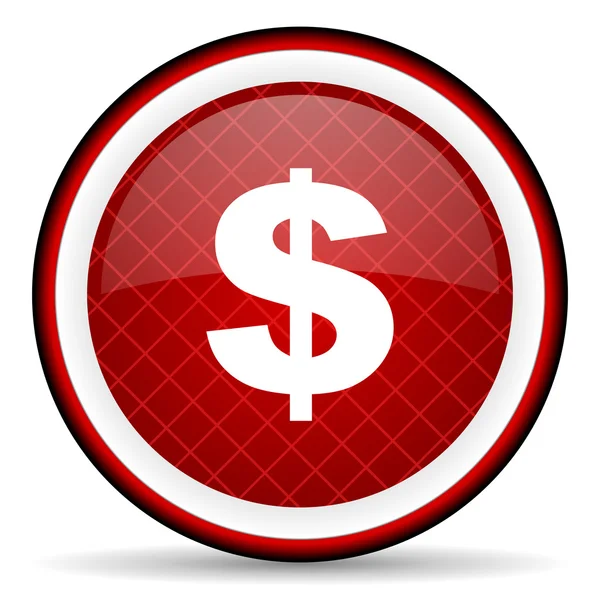 Us dólar ícone brilhante vermelho no fundo branco — Fotografia de Stock