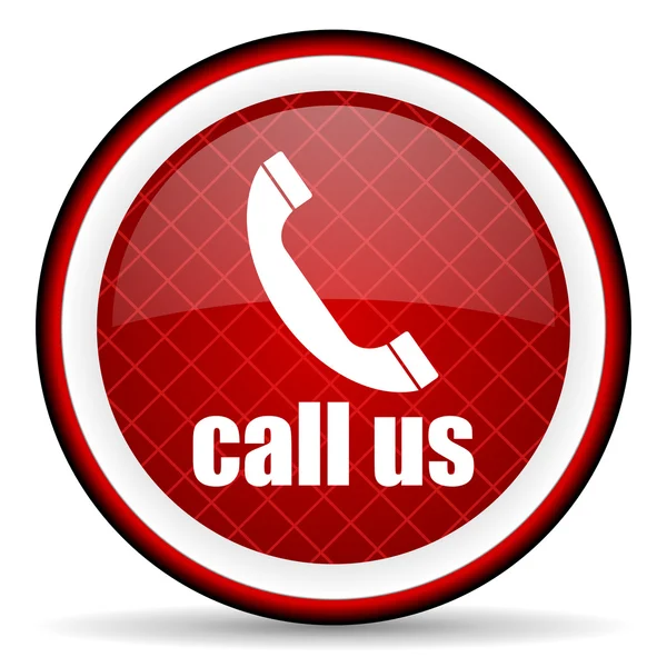 Call us red glossy icon on white background — Stock Photo, Image