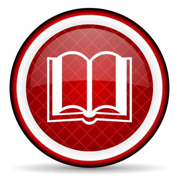 Livro ícone brilhante vermelho no fundo branco — Fotografia de Stock