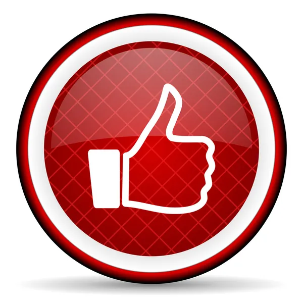 Thumb up red glossy icon on white background — Stock Photo, Image