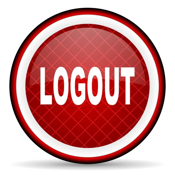 Logout red glossy icon on white background — Stock Photo, Image