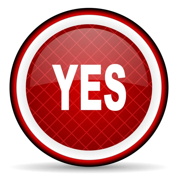 Yes red glossy icon on white background — Stock Photo, Image