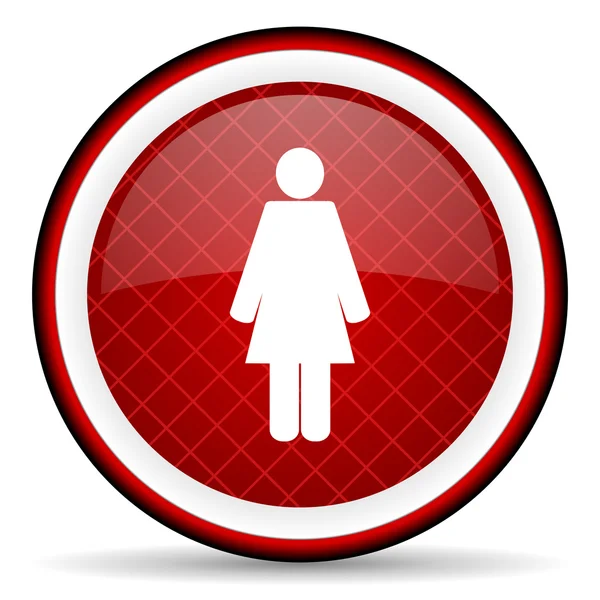 Woman red glossy icon on white background — Stock Photo, Image