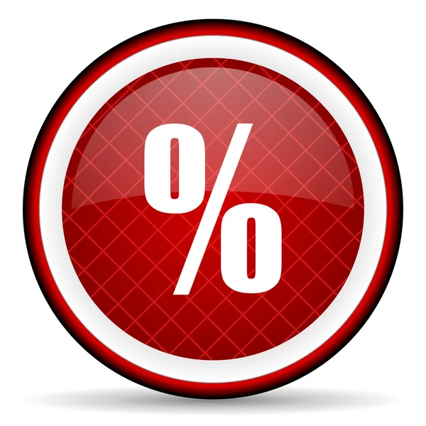 Ícone brilhante vermelho por cento no fundo branco — Fotografia de Stock