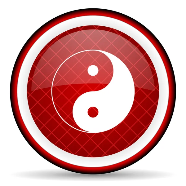 Ying Yang rotes Hochglanzsymbol auf weißem Hintergrund — Stockfoto