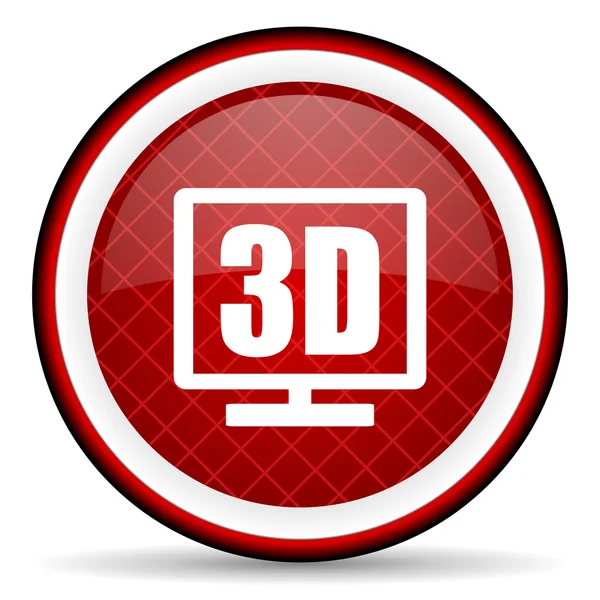3D wyświetlacz czerwony ikona na białym tle — Zdjęcie stockowe