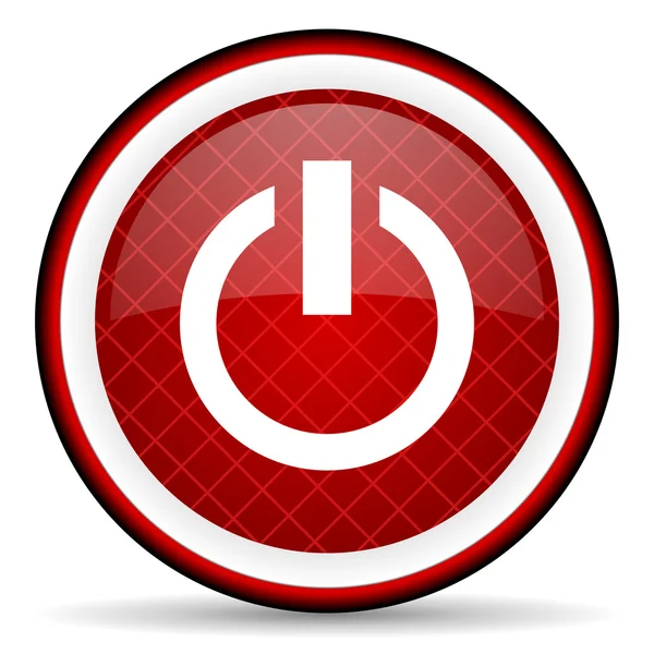Power rotes Hochglanz-Symbol auf weißem Hintergrund — Stockfoto