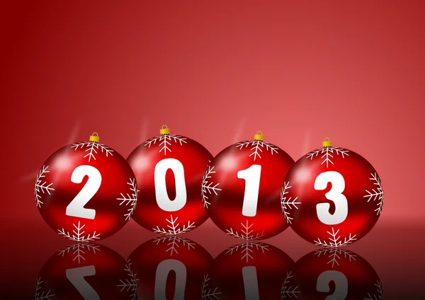 2013 nuovo anno illustrazione con palle di Natale — Foto Stock