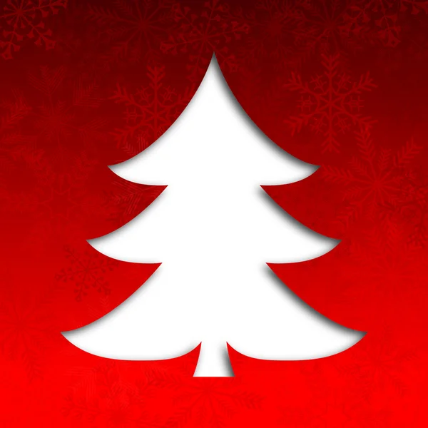 Весёлая рождественская иллюстрация с елкой и снежинками с рождественской иллюстрацией с рождественской елкой и снежинками — стоковое фото