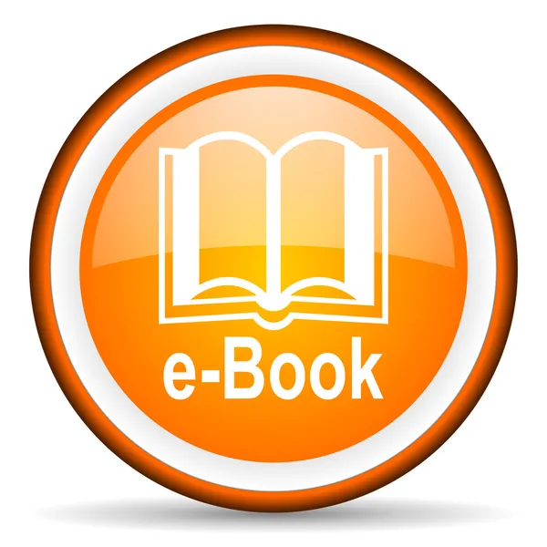 E-book orange glossy circle icon on white background — Stock Photo, Image