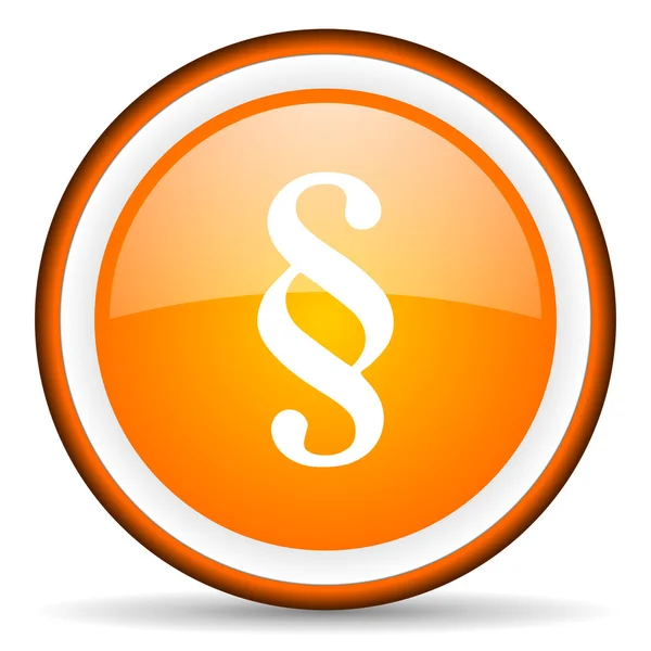 Parágrafo laranja ícone círculo brilhante no fundo branco — Fotografia de Stock