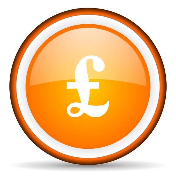 Pound orange glossy circle icon on white background — Stock Photo, Image