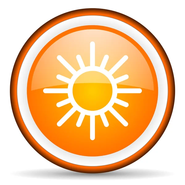 Sun orange glossy circle icon on white background — Stock Photo, Image