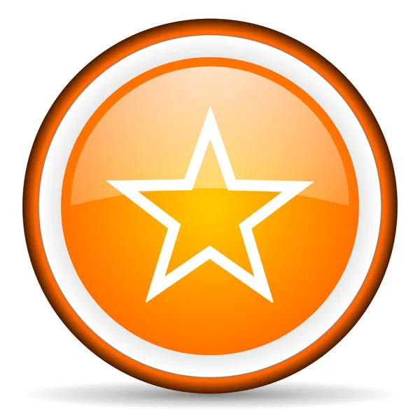 Gwiazdy pomarańczowe koło błyszczący ikona na białym tle — Zdjęcie stockowe