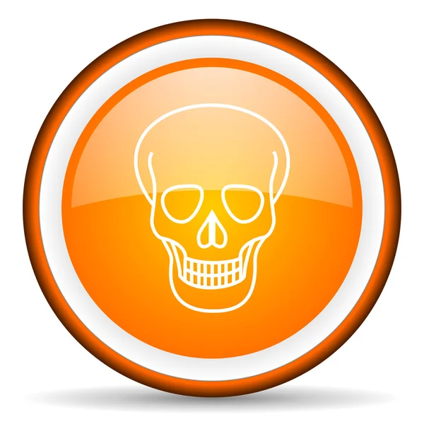 Skull orange glossy circle icon on white background — Stock Photo, Image