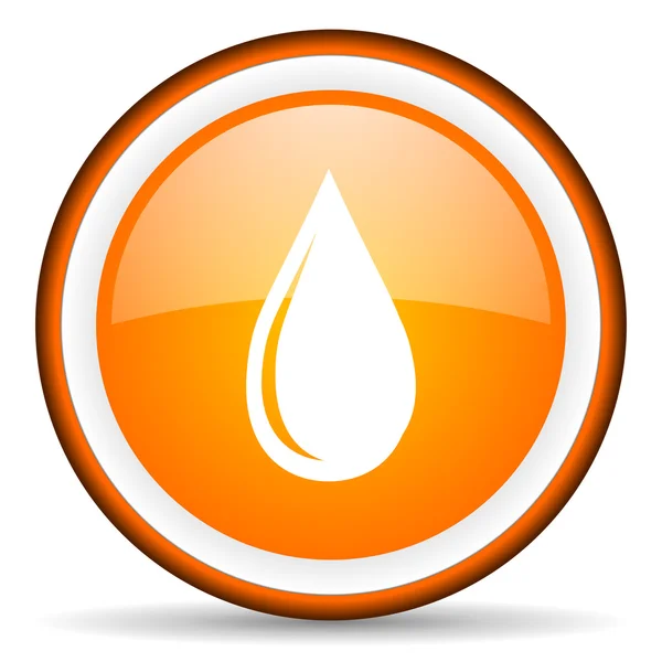 Water drop oranje glanzende cirkel pictogram op witte achtergrond — Stockfoto