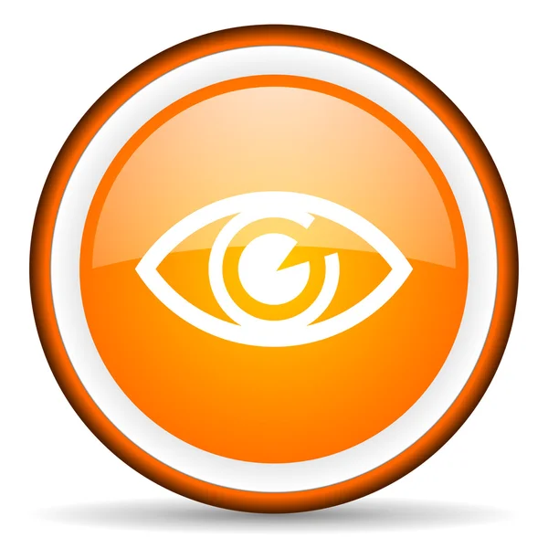 Ikona oka oranžový lesklý kruh na bílém pozadí — Stock fotografie