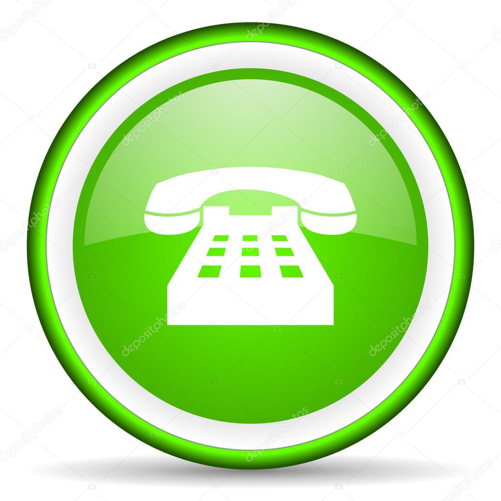 telephone green glossy icon on white background — Stock ...