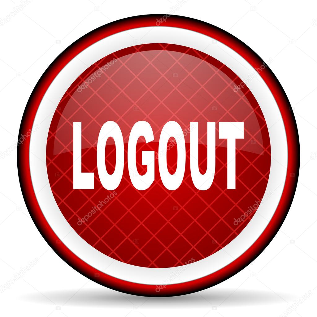 Logout Red Glossy Icon On White Background Stock Photo By