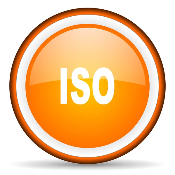 ISO turuncu parlak daire simgesi beyaz zemin üzerine — Stok fotoğraf