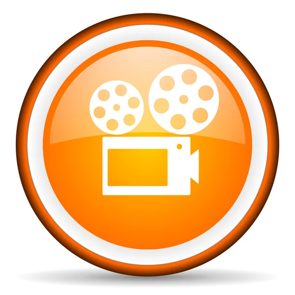 Иконка оранжевого круга кинотеатра на белом фоне — стоковое фото