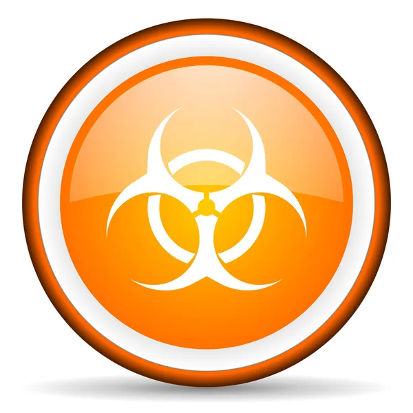 Ícone círculo brilhante laranja vírus no fundo branco — Fotografia de Stock