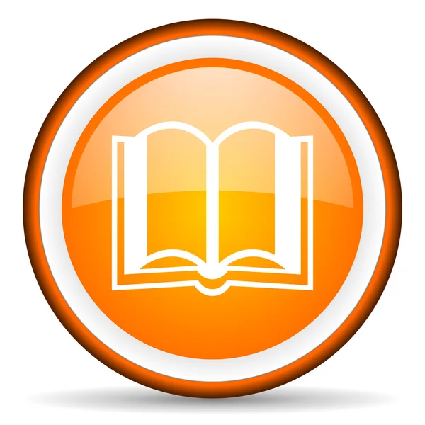 Libro arancio lucido cerchio icona su sfondo bianco — Foto Stock