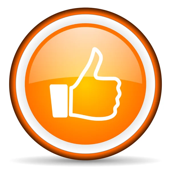 Thumb up orange glossy circle icon on white background — Stock Photo, Image