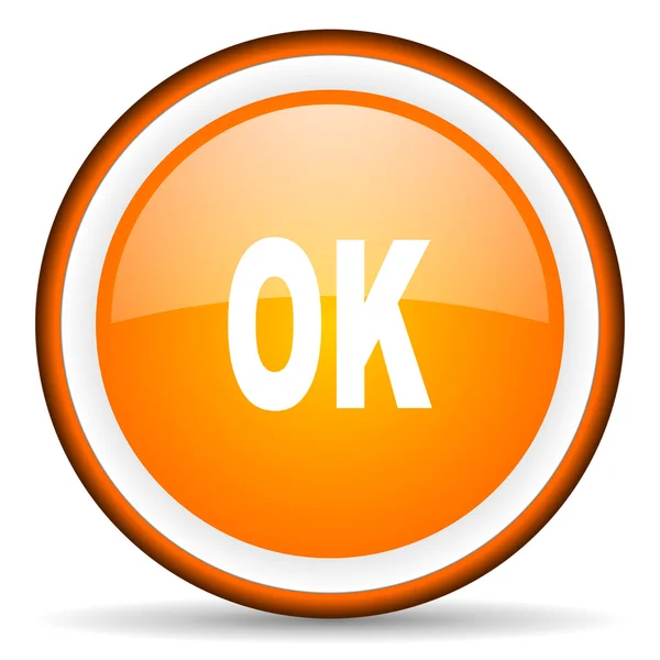 Ok orange glossy circle icon on white background — Stock Photo, Image
