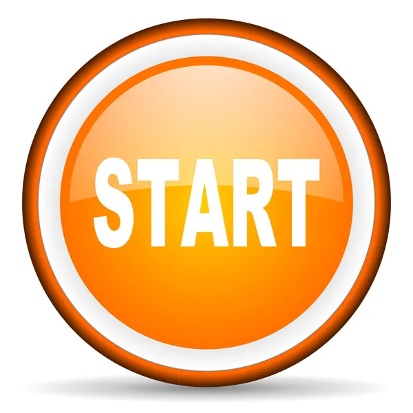 Start orange Hochglanz Kreis-Symbol auf weißem Hintergrund — Stockfoto