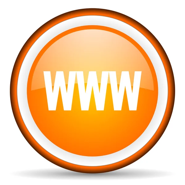 Www arancione icona cerchio lucido su sfondo bianco — Foto Stock
