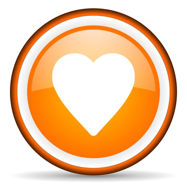 Corazón naranja brillante icono círculo sobre fondo blanco — Foto de Stock