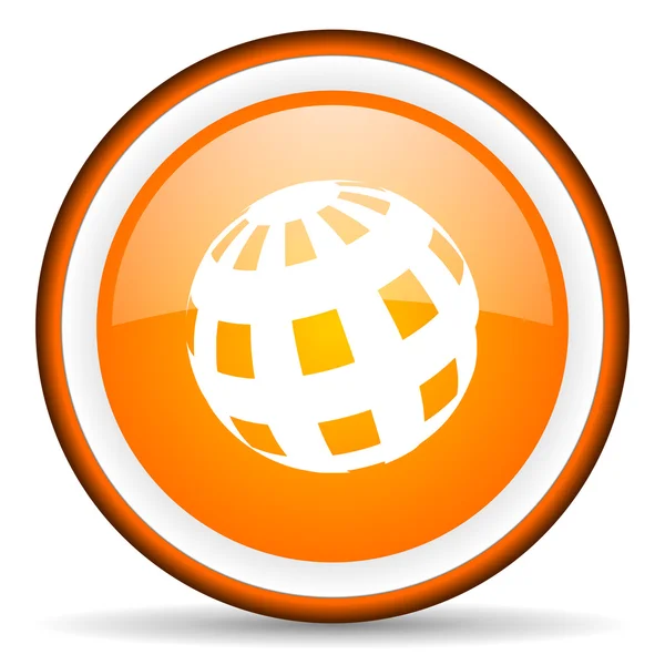 Earth orange glossy circle icon on white background — Stock Photo, Image