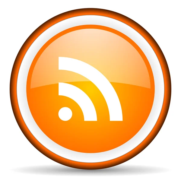 Rss orange glossy circle icon on white background — Stock Photo, Image