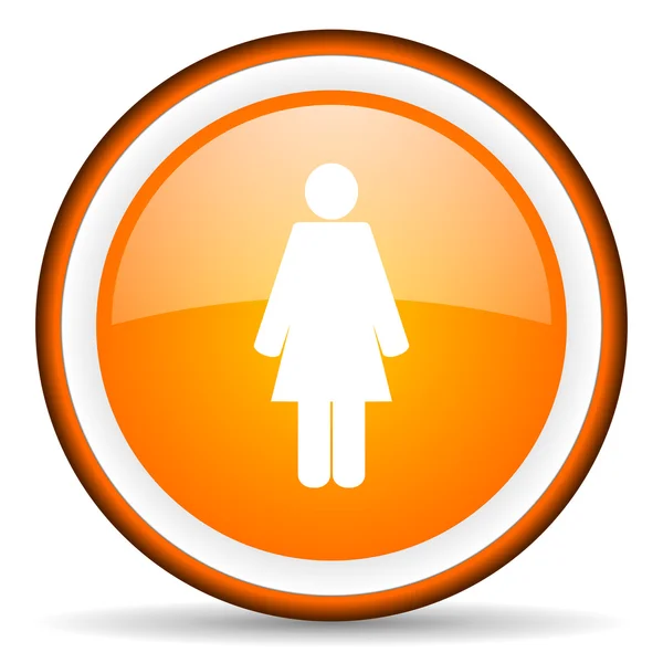 Woman orange glossy circle icon on white background — Stock Photo, Image