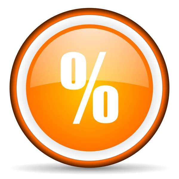 Pourcentage d'icône de cercle brillant orange sur fond blanc — Photo