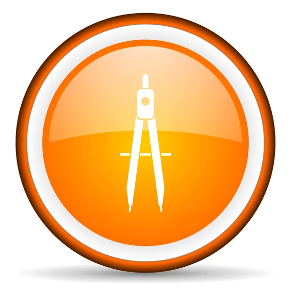 E-Learning orangefarbener Hochglanzkreis auf weißem Hintergrund — Stockfoto