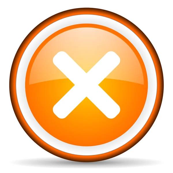 Anulować pomarańczowe koło błyszczący ikona na białym tle — Zdjęcie stockowe