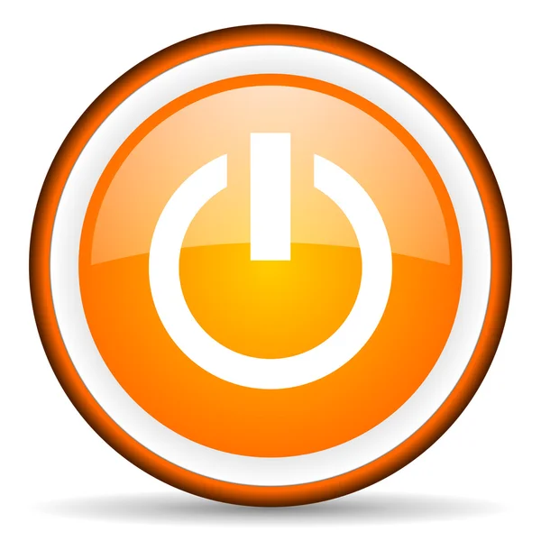 Poder laranja ícone círculo brilhante no fundo branco — Fotografia de Stock
