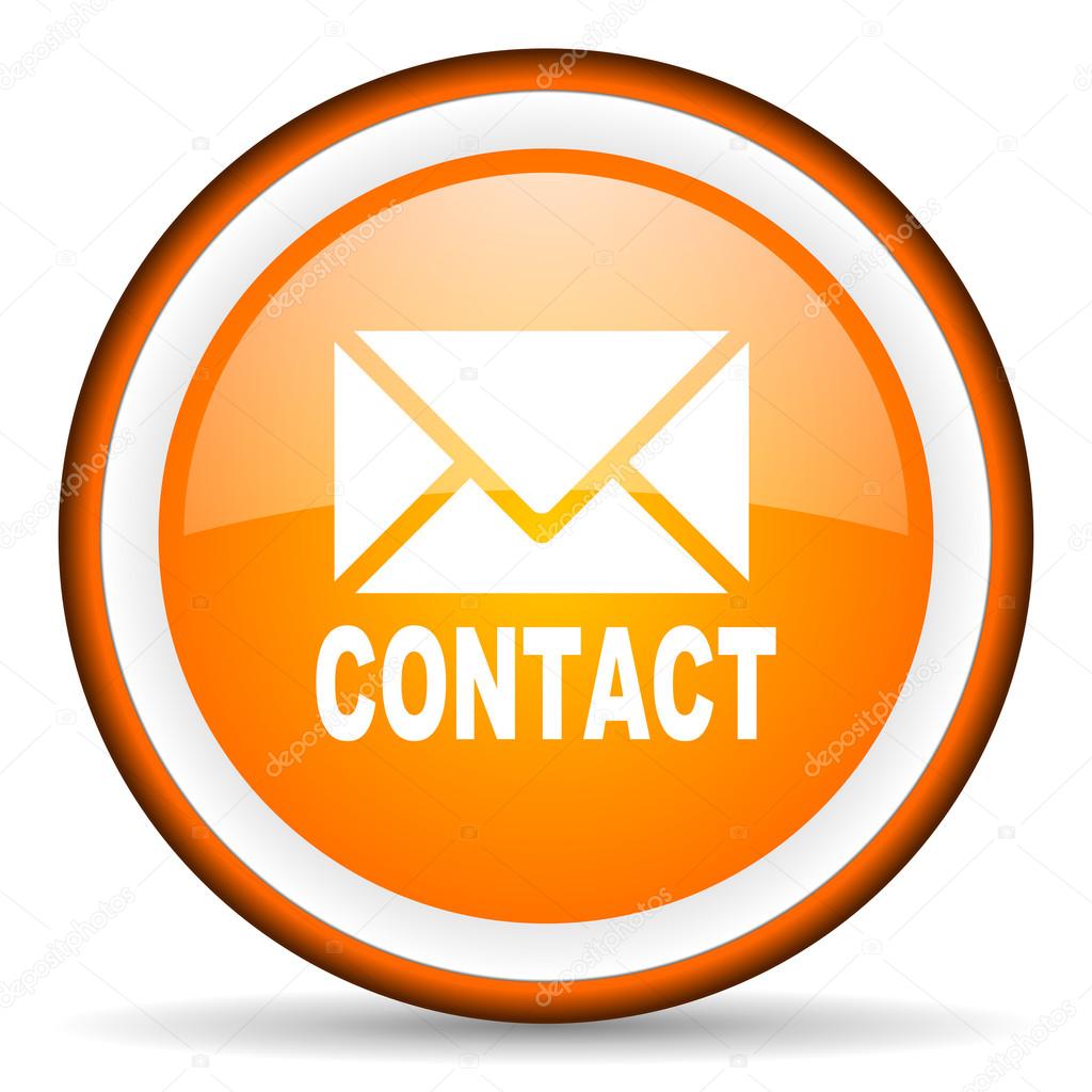 Contact orange glossy circle icon on white background — Stock Photo