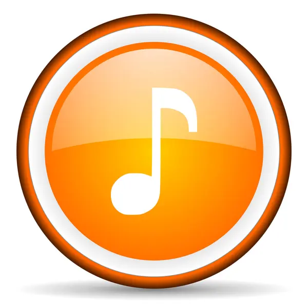 Music orange glossy circle icon on white background — Stock Photo, Image