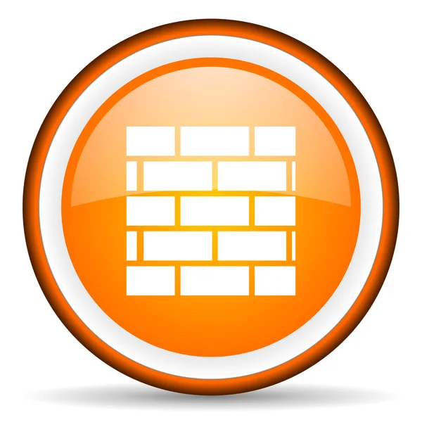 Oranje glossy cirkel pictogram van de firewall op witte achtergrond — Stockfoto