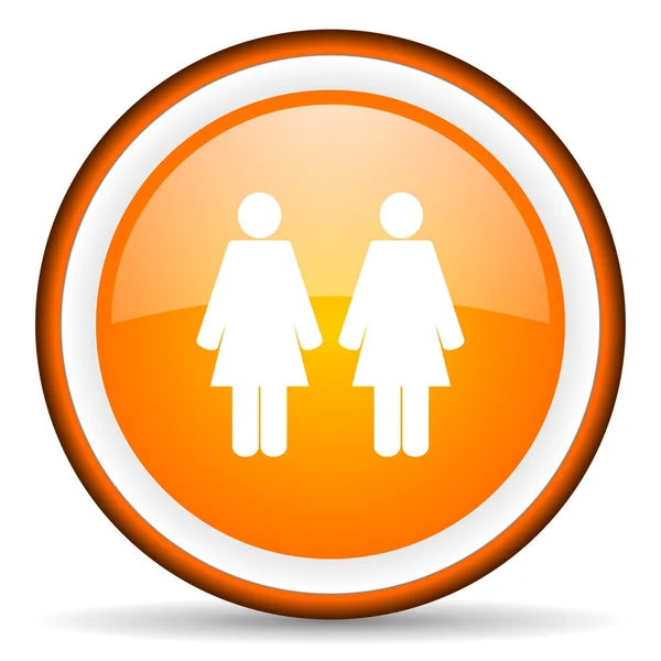 Para pomarańczowy koło błyszczący ikona na białym tle — Zdjęcie stockowe