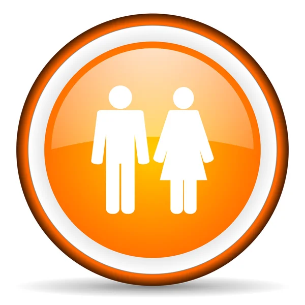 Couple orange icône cercle brillant sur fond blanc — Photo