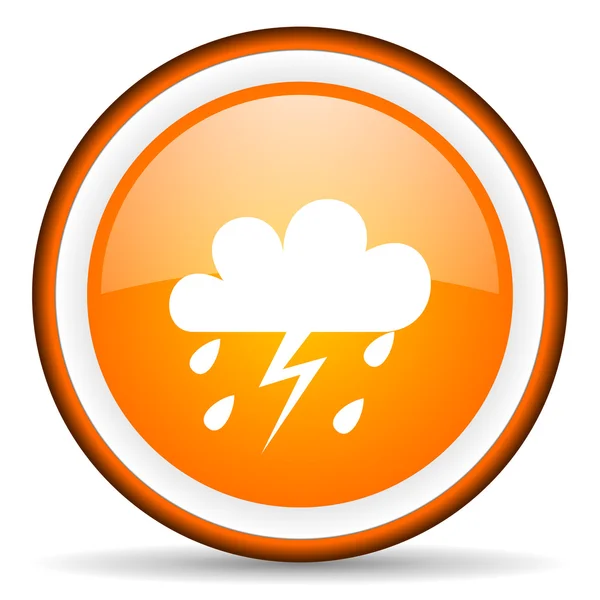 Oranje glossy cirkel weerpictogram op witte achtergrond — Stockfoto