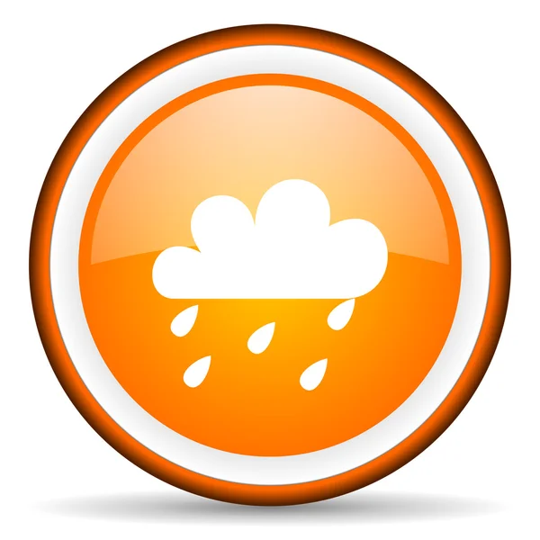 Oranje glossy cirkel weerpictogram op witte achtergrond — Stockfoto