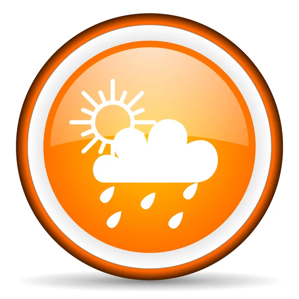Pogoda pomarańczowy koło błyszczący ikona na białym tle — Zdjęcie stockowe