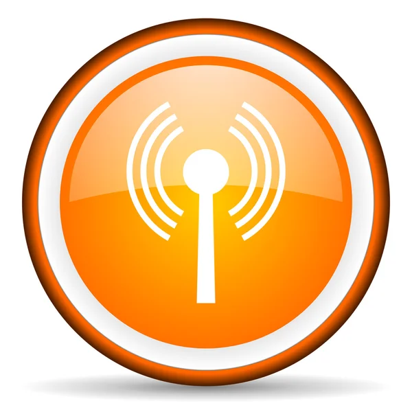 Wifi orange glossy circle icon on white background — Stock Photo, Image