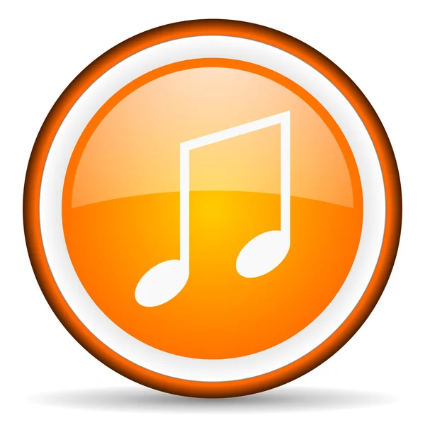 Music orange glossy circle icon on white background — Stock Photo, Image