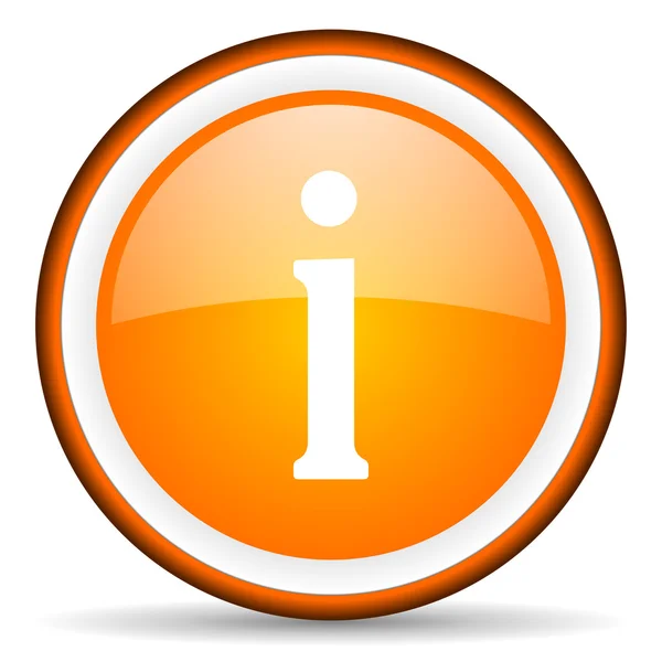 Informazioni arancio lucido cerchio icona su sfondo bianco — Foto Stock